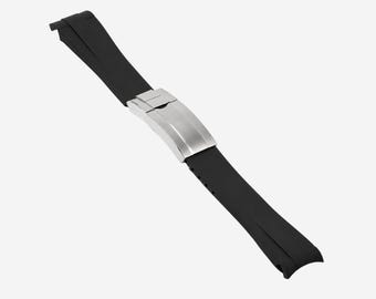 20mm Curved-End FKM Rubber Watch Strap | Sport Luxury Oyster Clasp Compatible