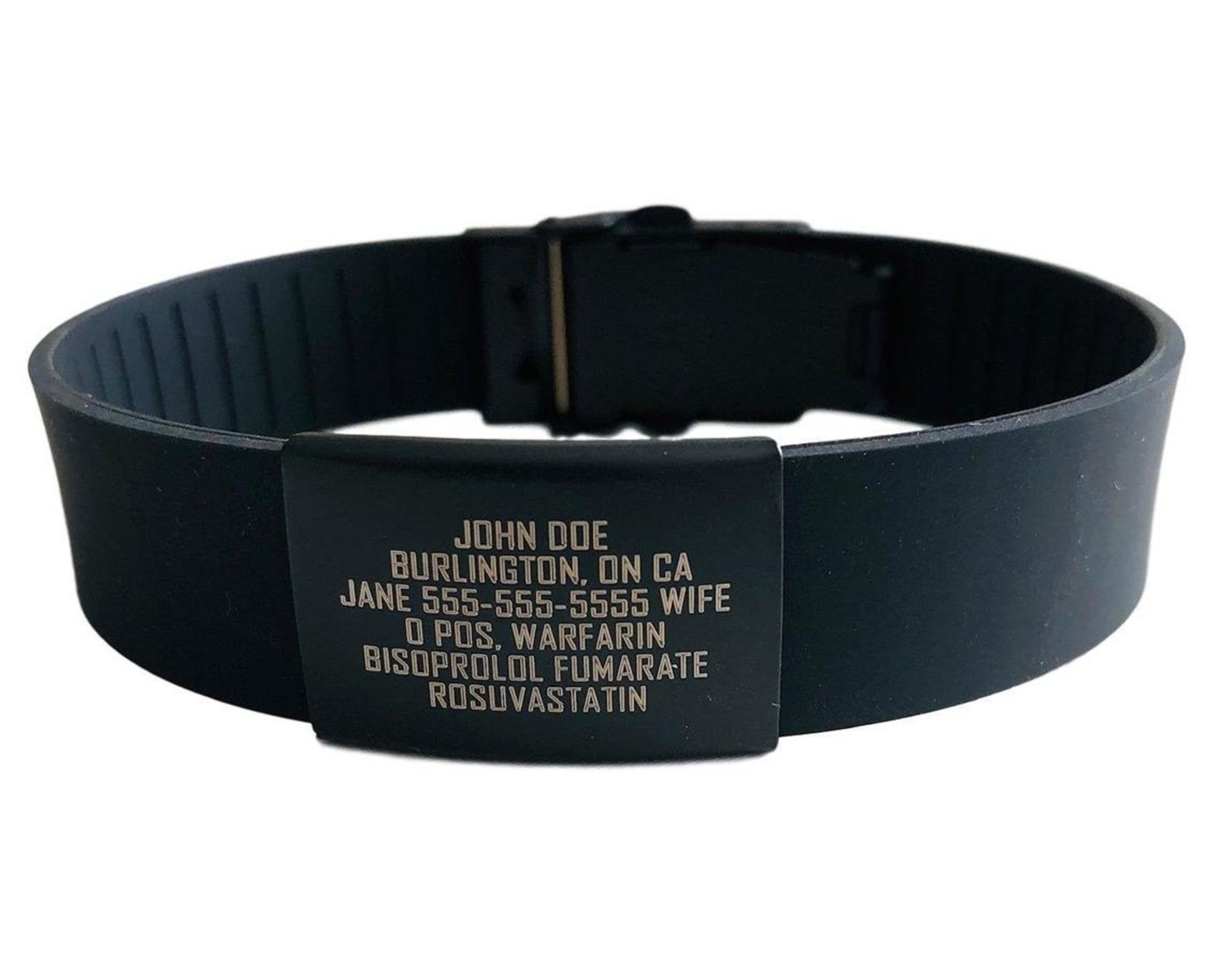 Id Armband personalisierte Armband 20mm schwarzes Band. Etsy