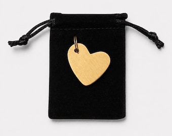 Brushed Brass Heart Dog Tag: Personalized Pet ID, Laser Engraved
