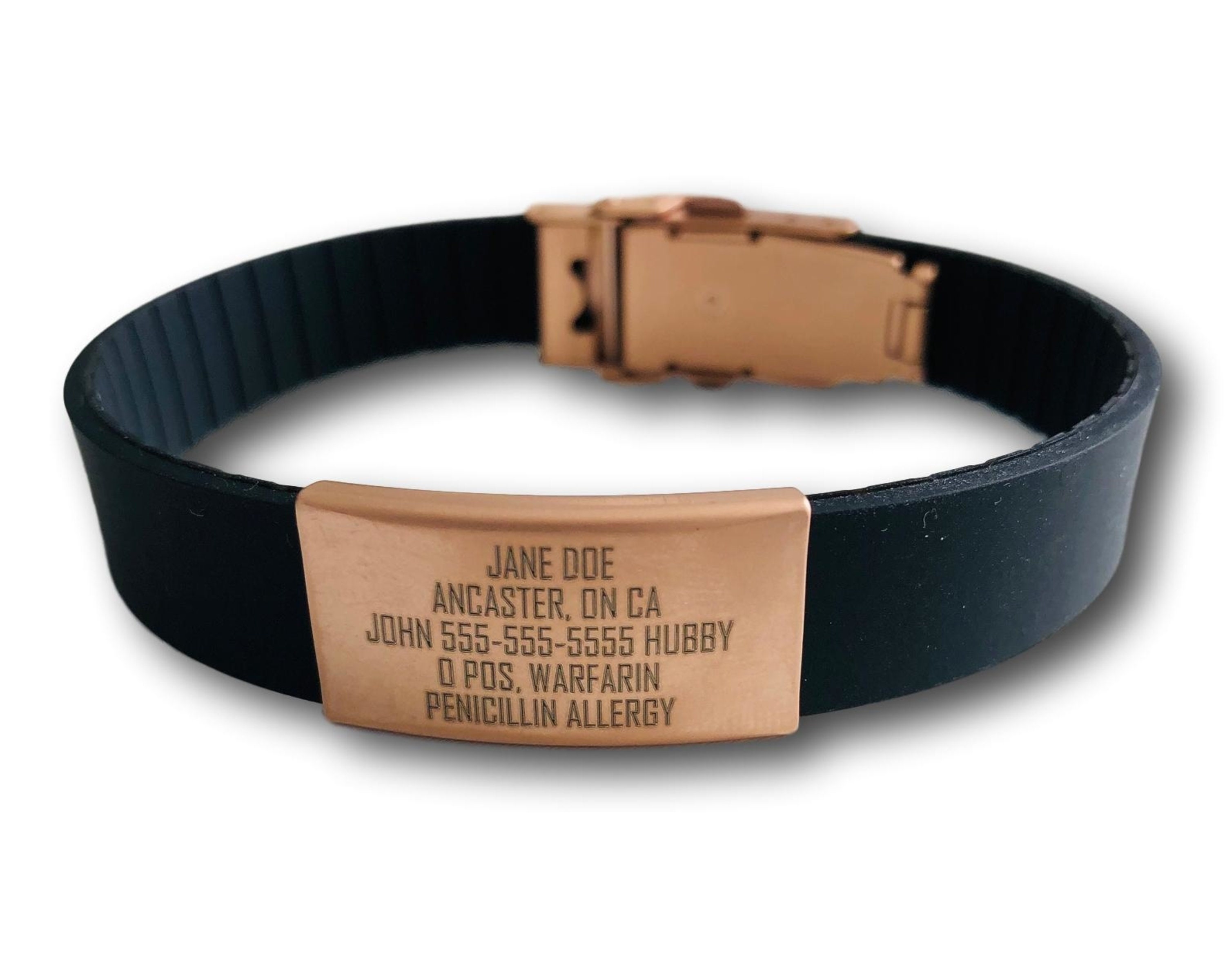 Id Armband personalisierte Armband 20mm schwarzes Band. Etsy