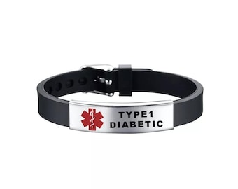 Silicone Medical Alert Bracelet: Asthma, Type 2 Diabetes, Epilepsy, Pacemaker (Stainless Steel)