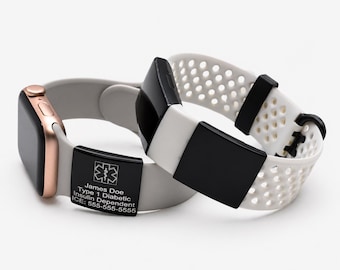 Black Smart Watch Strap Tag Personalized, Black Stainless Steel, 24x25mm.