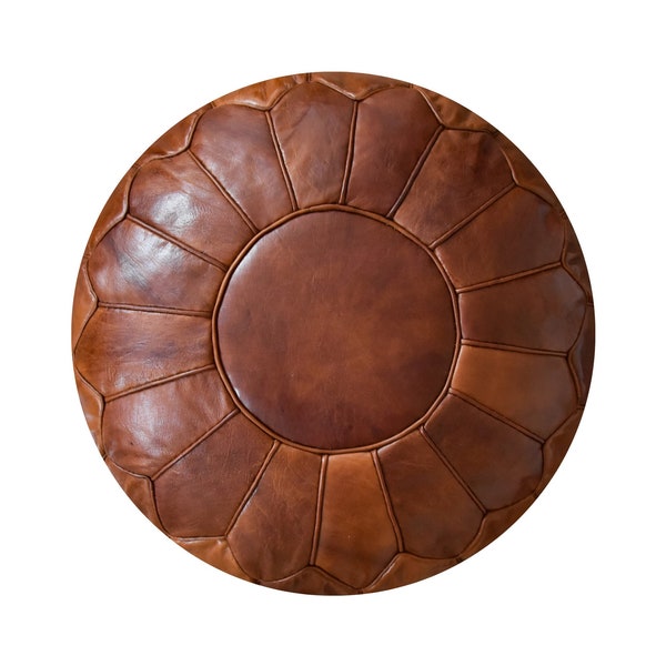 Premium XL Leather Pouffe - Handmade - Delivered stuffed - Ottoman, footstool, floor cushion