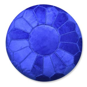 Velvet Pouf Round Blue Floor Cushion Velvet Ottoman Scandinavian Pouffe Modern Handmade Cushion