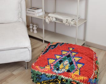 Marokkanisches Berber Kelim Pouf, Sitzkissen 60x60 cm