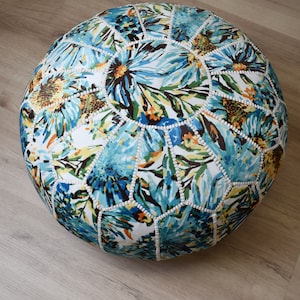 Velvet Pouf Round Hawaii Floor Cushion Velvet Ottoman Scandinavian Pouffe Modern Handmade Cushion