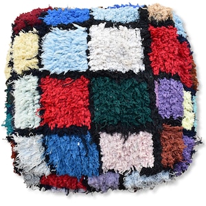 Handmade Moroccan Floor cushion Boucharouite - 100% Wool and Cotton - Handwoven Pillow XL - Vintage pouf floor pillow K1447