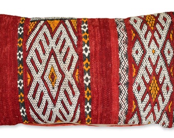 Moroccan Pillow Berber Cushion Vintage - Handmade Throw Pillow - 100% Wool and Cotton - 50x30 cm P672