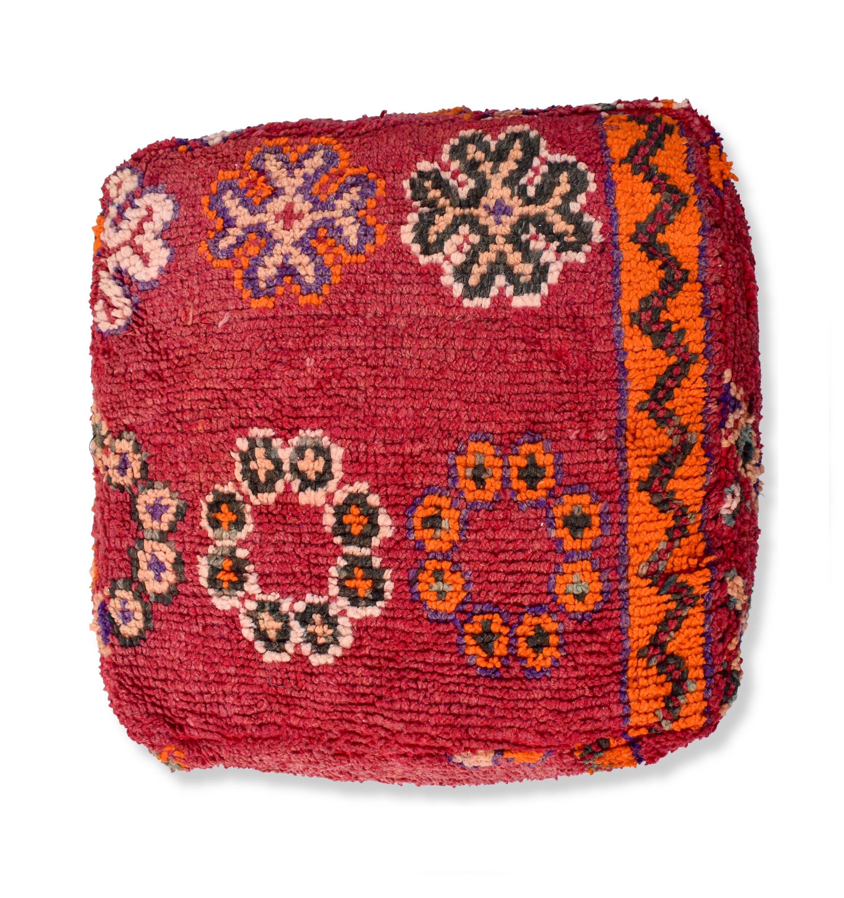 pouf kilim artisanal marocain fait-main - 100% laine et coton