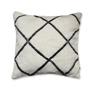 Berber Cushion Cover Square Beni Ouarain- Handmade - 100% Wool and Cotton - 40x40 cm