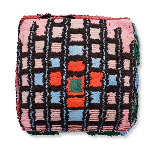 Handmade Moroccan Floor cushion - 100% Wool and Cotton - Handwoven - Vintage pouf floor pillow K1088