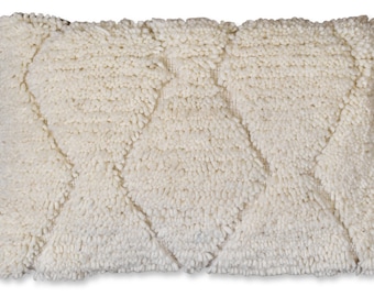 Berber Beni Ourain Cushion Moroccan Pillow Cover - Handmade Throw Pillow - 100% Wool and Cotton - 50x40 cm