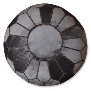 Velvet Pouf Round Anthracite Floor Cushion Velvet Ottoman Scandinavian Pouffe Modern Handmade Cushion