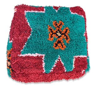 Handmade Moroccan Floor cushion - 100% Wool and Cotton - Handwoven - Vintage pouf floor pillow K1066