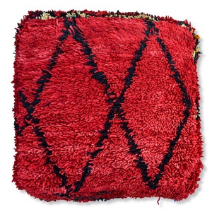 Moroccan Floor Cushion Kilim Pouf - Handwoven seating pillow - Vintage Floor Cushion Yoga Pillow K1293