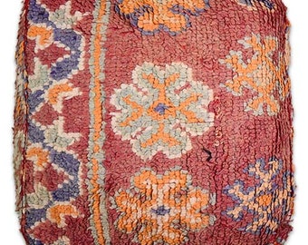 Moroccan Berber Kilim Pouf - 100% Wool and Cotton - Handwoven - Vintage K601