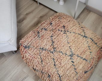 Berber Bodenkissen Pouf - 100% Wolle und Baumwolle - Handgewebt - Vintage Bodenkissen K1633