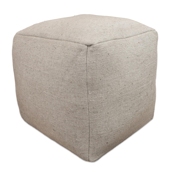 Handwoven Square Fabric Pouf Grey Taupe - Delivered Stuffed