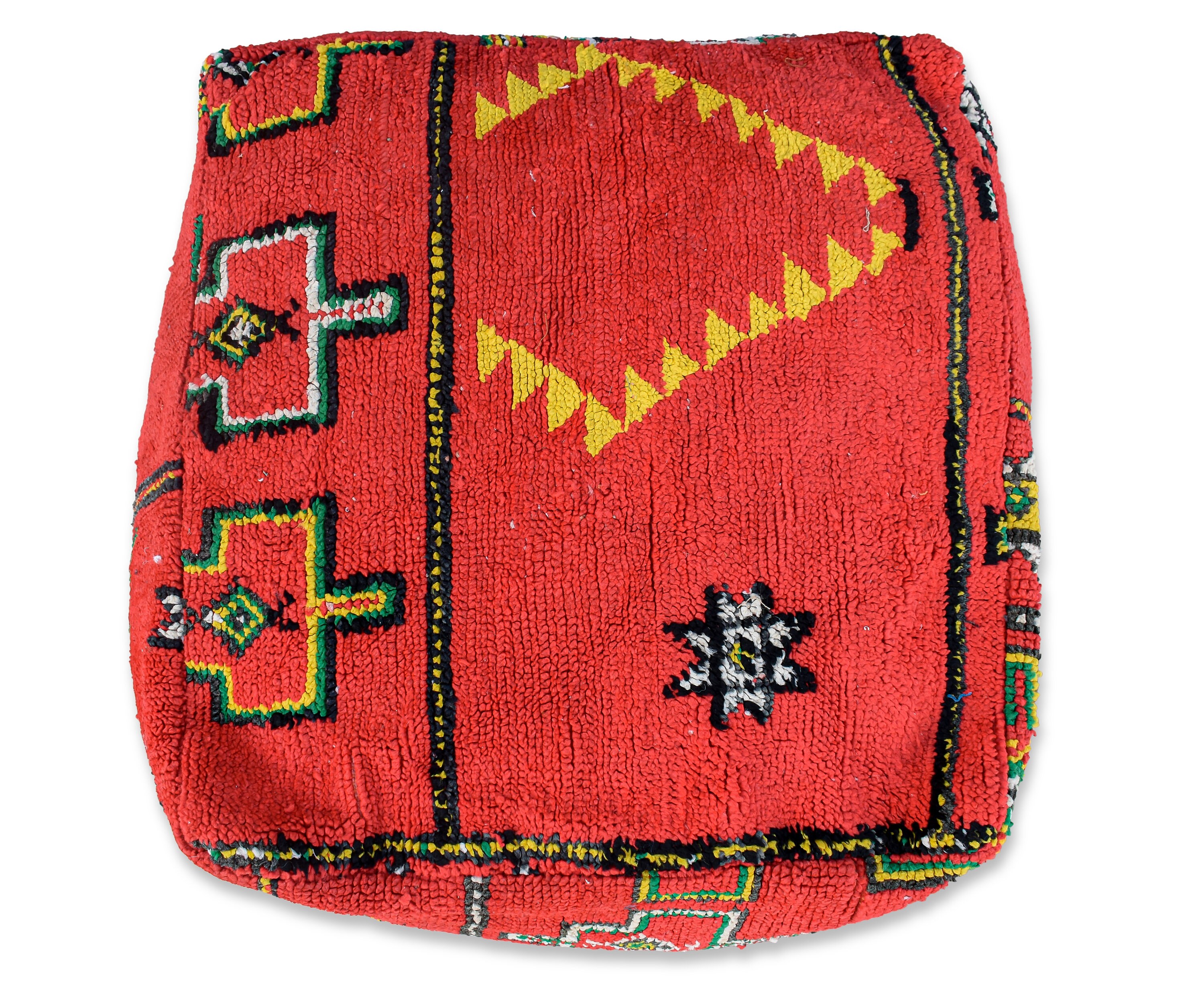 Berber Moroccan Kilim Pouf - 100% Wool and Cotton - Handwoven - Vintage Floor Cushion K898