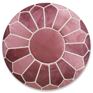 Velvet Pouf Round Pink - Floor Cushion Velvet Ottoman Scandinavian Pouffe Modern Handmade Cushion