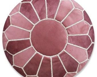 Velvet Pouf Round Pink - Floor Cushion Velvet Ottoman Scandinavian Pouffe Modern Handmade Cushion