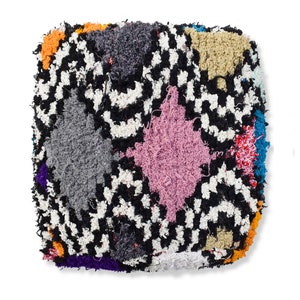 Berber Moroccan Kilim Pillow - 100% Wool and Cotton - Handwoven Boucharouite Pouf - Vintage Floor Cushion K1147