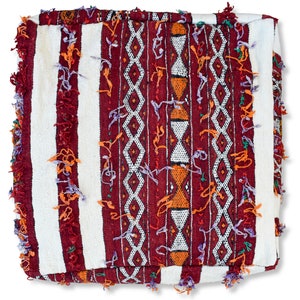 Handmade Moroccan Floor cushion - 100% Wool and Cotton - Handwoven - Vintage pouf floor pillow K1426