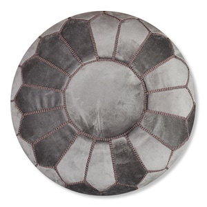 Velvet Pouf Round Dark Grey Brown Floor Cushion Velvet Ottoman Scandinavian Pouffe Modern Handmade Cushion