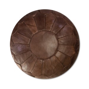 Premium XL Scandinavian Leather Pouf - Brown Chocolate - Delivered Stuffed - Ottoman, Floor Cushion