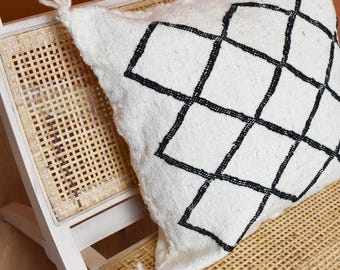 Housse de Coussin Style berbère Carré - Tissée à Main - 100% Laine et Coton - 40x40 cm