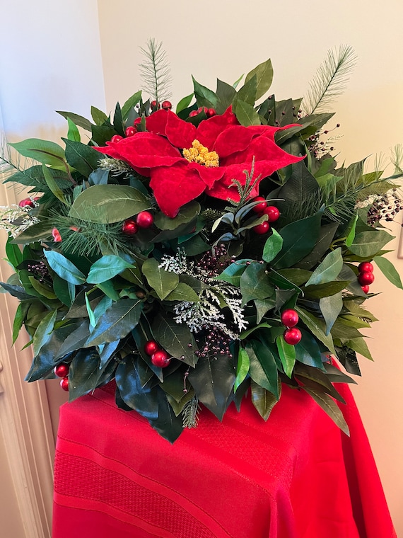 Christmas Artificial Floral Arrangement Holiday Decoration Etsy