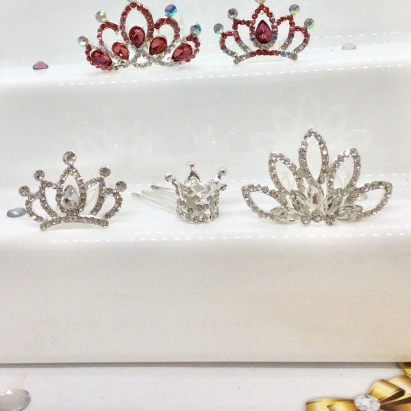 Children’s tiara slidecomb girls tiara slidecomb diamanté crown hair slidecomb hairslide pageant slidecomb dressing up tiara princess tiara