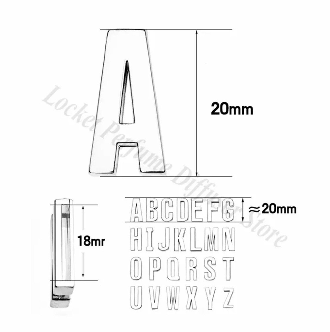 Inital Slideletter Black Charm Letter Slide A-Z Alphabet Slide Letter ...