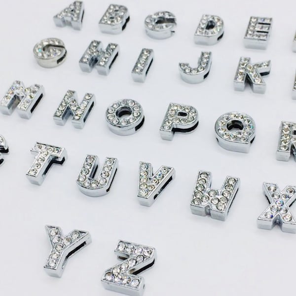 Pendentif lettres initiales argentées, chiffres de A à Z 0-9 strass breloque alphabet breloque bijou bijou artisanal