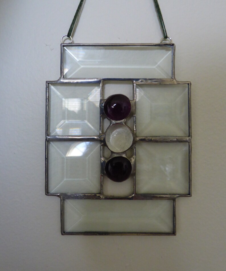 Beveled Glass Sun Catcher with Light Purple Glass Nuggets
