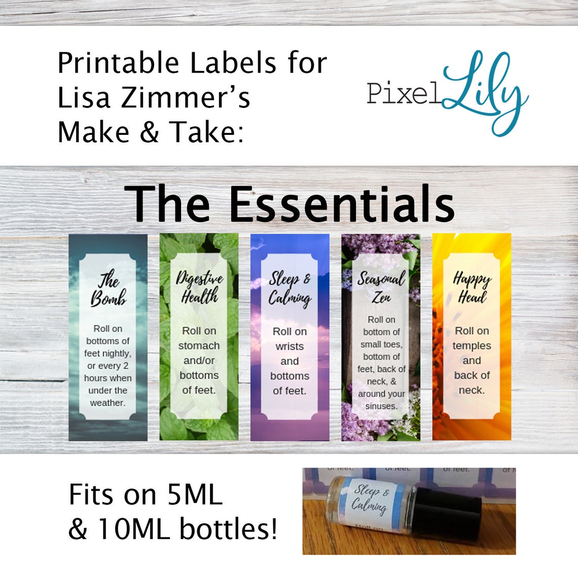 Roller Bottle Printable Labels Lisa Zimmer The Essentials | Etsy