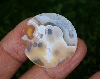 Orbicular Agate Gemstone: Blue Moss Agate Crystal (30mm)