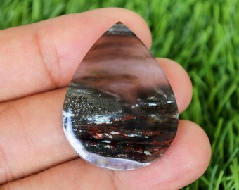 Fatia de Ágata Roxa com Pirita - Joia de Ágata (36x28x4mm, 7,3 gramas)