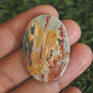 Brecciated Jasper Cabochon (38x26x5mm) – Unique Gemstone for Jewelry Making