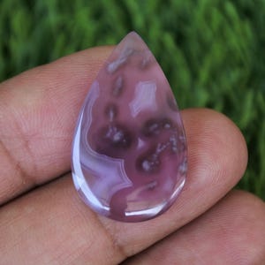 Purple Moss Agate Stone: Teardrop Cabochon (29mm)