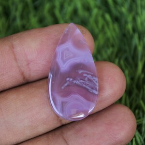 Purple Moss Agate Stone: Teardrop Cabochon (32.5mm)