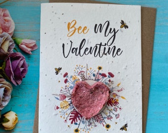 Plantable seed bomb card -  Bee my valentine