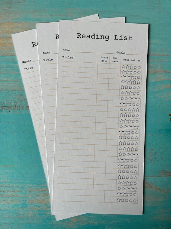 Printable UNDATED Reading list bookmark - Digital download