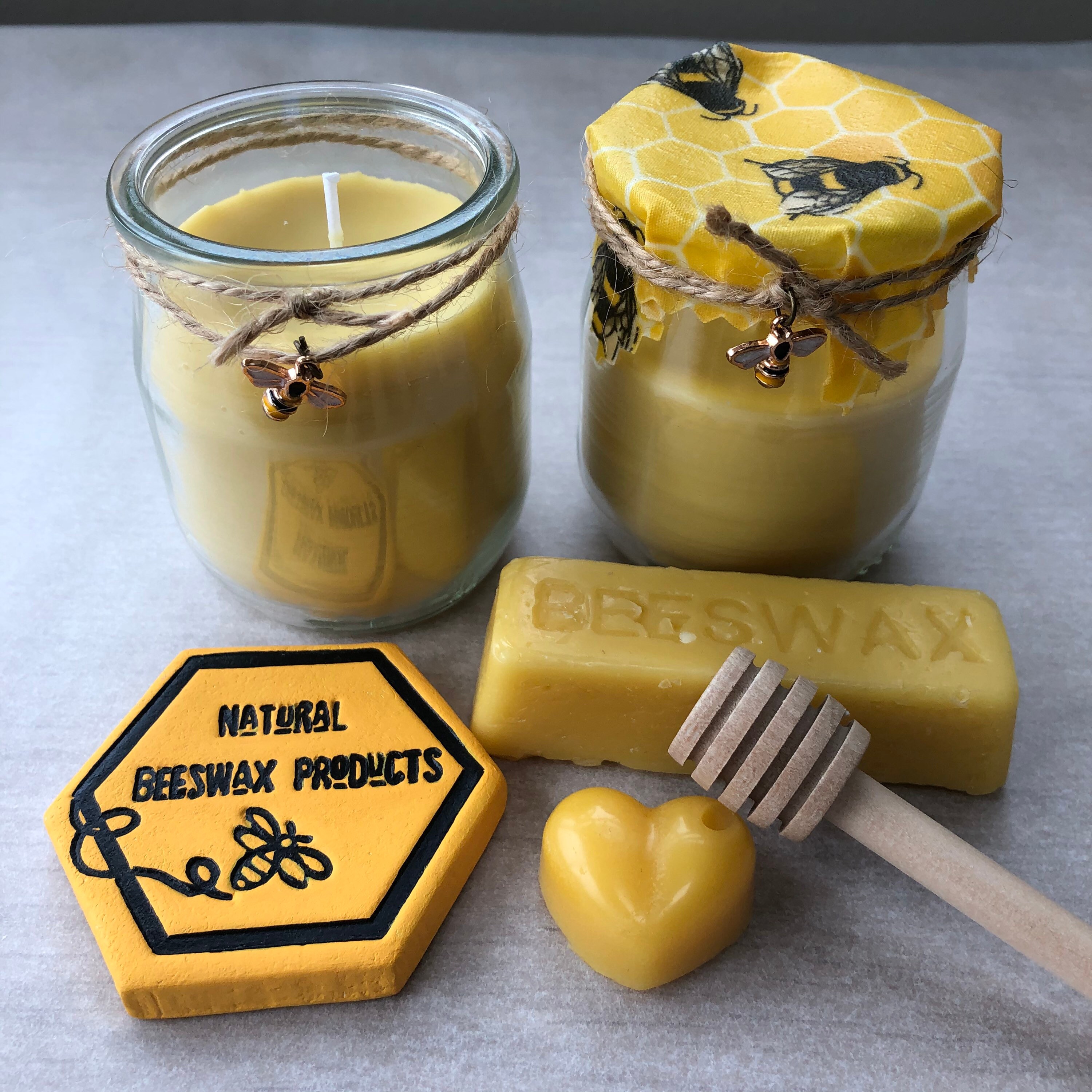 Natural Beeswax candle Jar Etsy