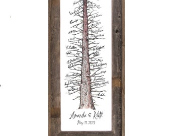 Wedding Guest Book, Rustic Wedding, Wedding Signature Redwood tree, Wedding Guest Book Alternative, redwood wedding book