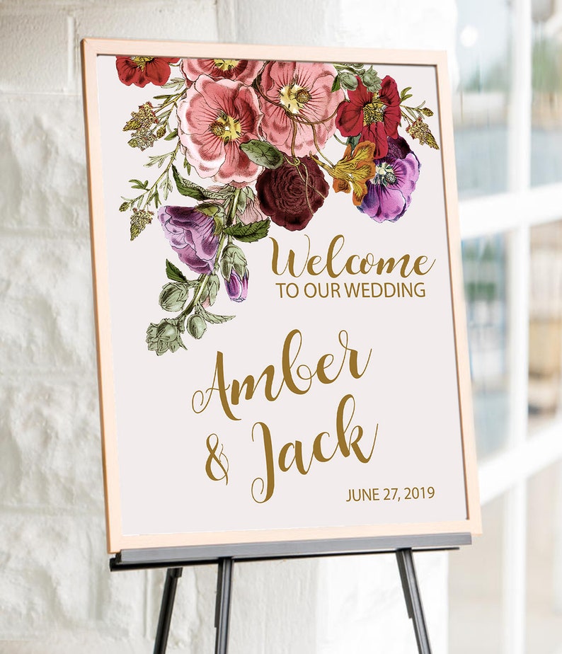 Custom Wedding Sign Floral Wedding Sign Wedding Ceremony Sign Welcome to our wedding sign Wedding Decor