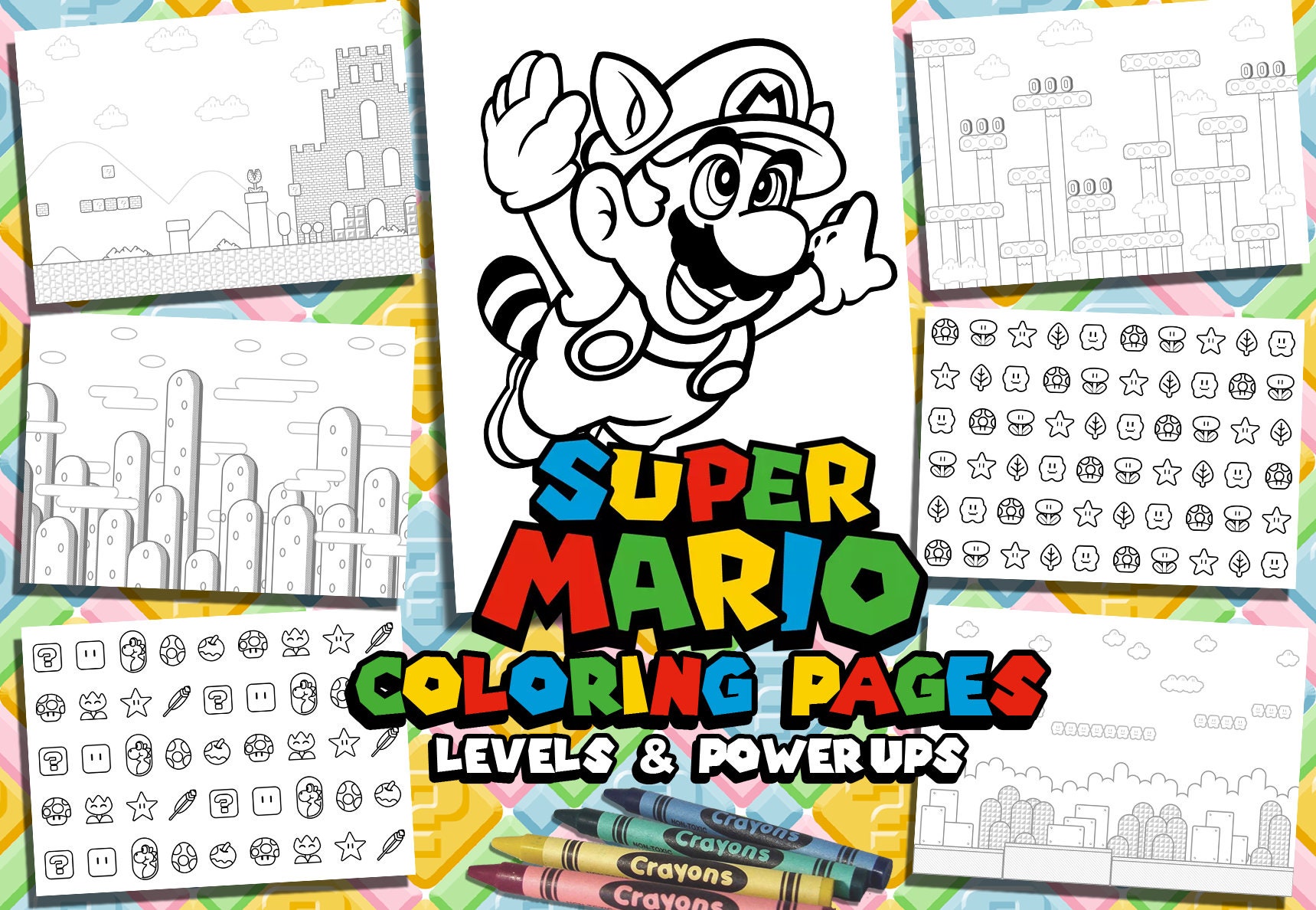 Super Mario Bros. Coloring Pages - Etsy