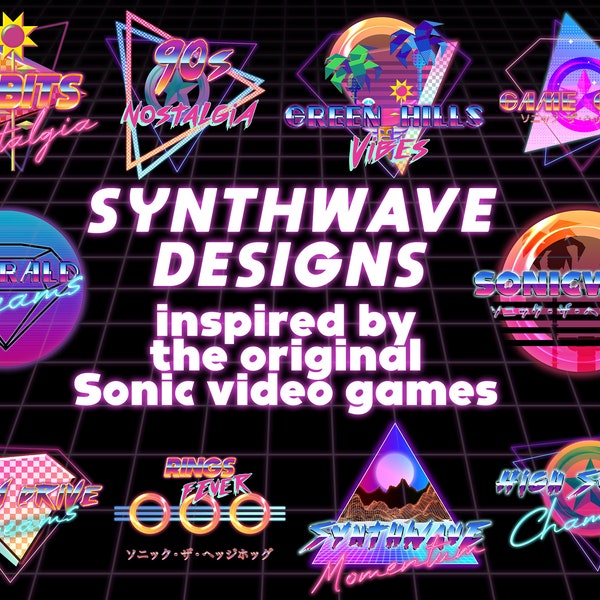 Synthwave/Outrun designs and logos // inspired by Sonic the Hedgehog