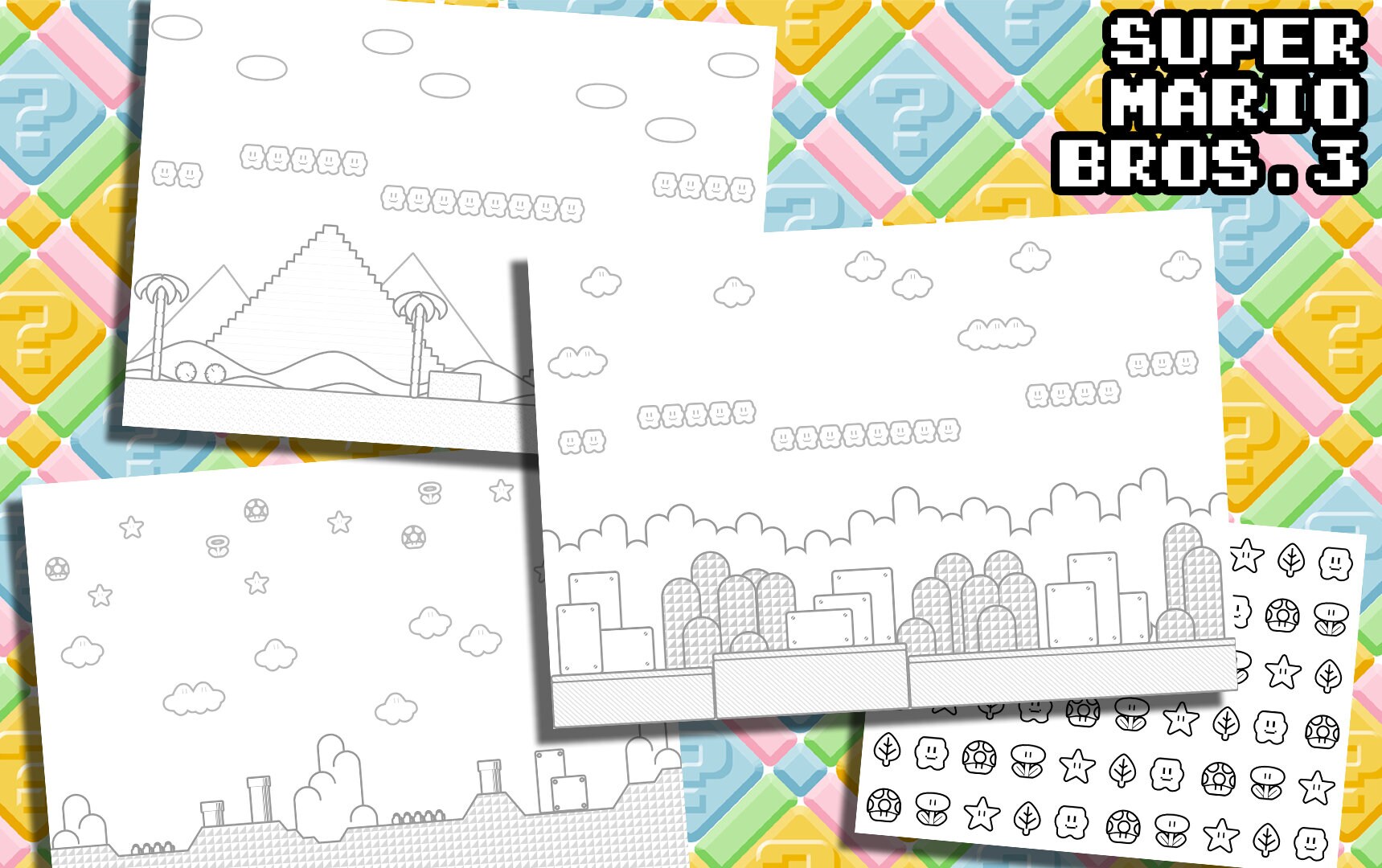 Super Mario Bros. Coloring Pages - Etsy