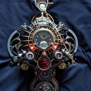 Unique handmade wall clock from rare military clock, steampunk style to order for Valentine&#39;s Day With engraving.